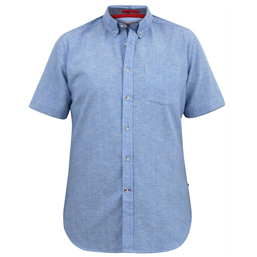 D555 Hazelwood 1 Kurzärmliges Hemd aus Leinenmischung mit Button-Down-Kragen, Blau